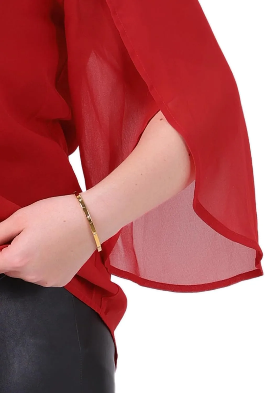 Agnes Orinda Plus Size Blouses for Women Flutter Petal Half 3/4 Sleeve Chiffon Top Loose Flowy Shirt Summer Blouse Top