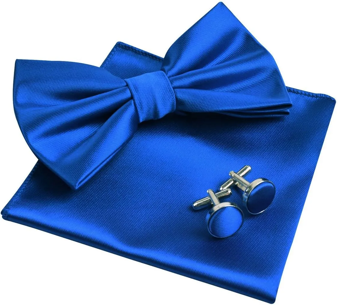 Alizeal Mens Tuxedo Bow Tie, Hanky and Cufflinks Set