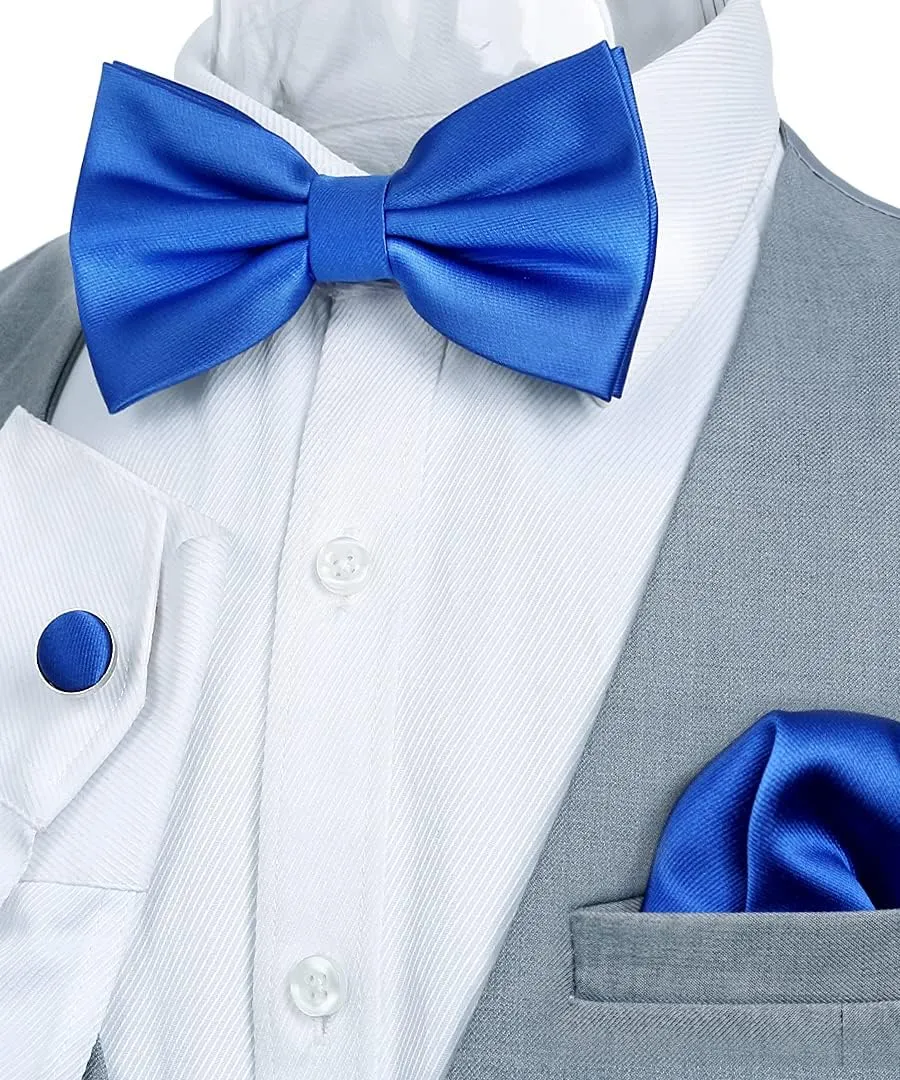 Alizeal Mens Tuxedo Bow Tie, Hanky and Cufflinks Set