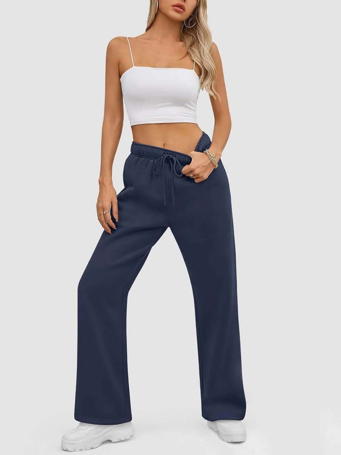 ATHMILE Womens Sweatpants 2025 Baggy Wide Fleece Lined Straight Leg Pants