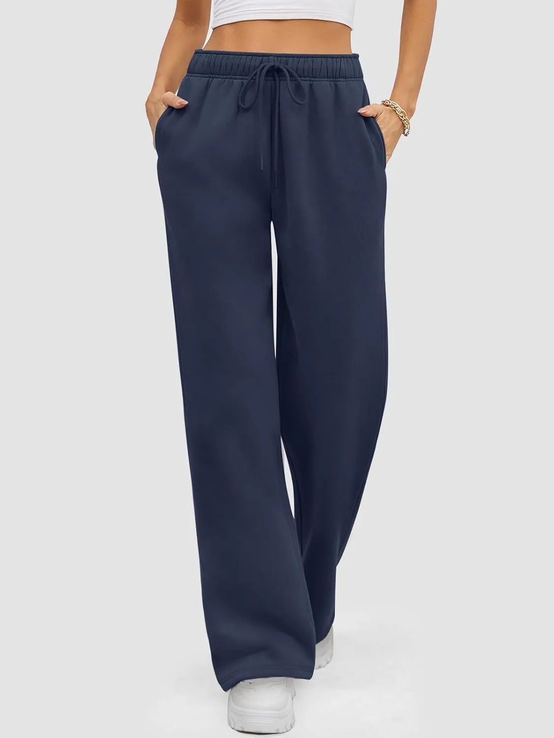 ATHMILE Womens Sweatpants 2025 Baggy Wide Fleece Lined Straight Leg Pants