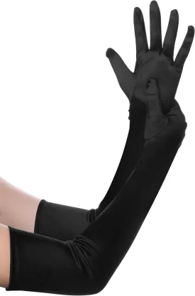 BABEYOND Long Opera Party 1920s Satin Tea Party Gloves Costume Stretchy Adult Size Elbow Length Bridal Gloves