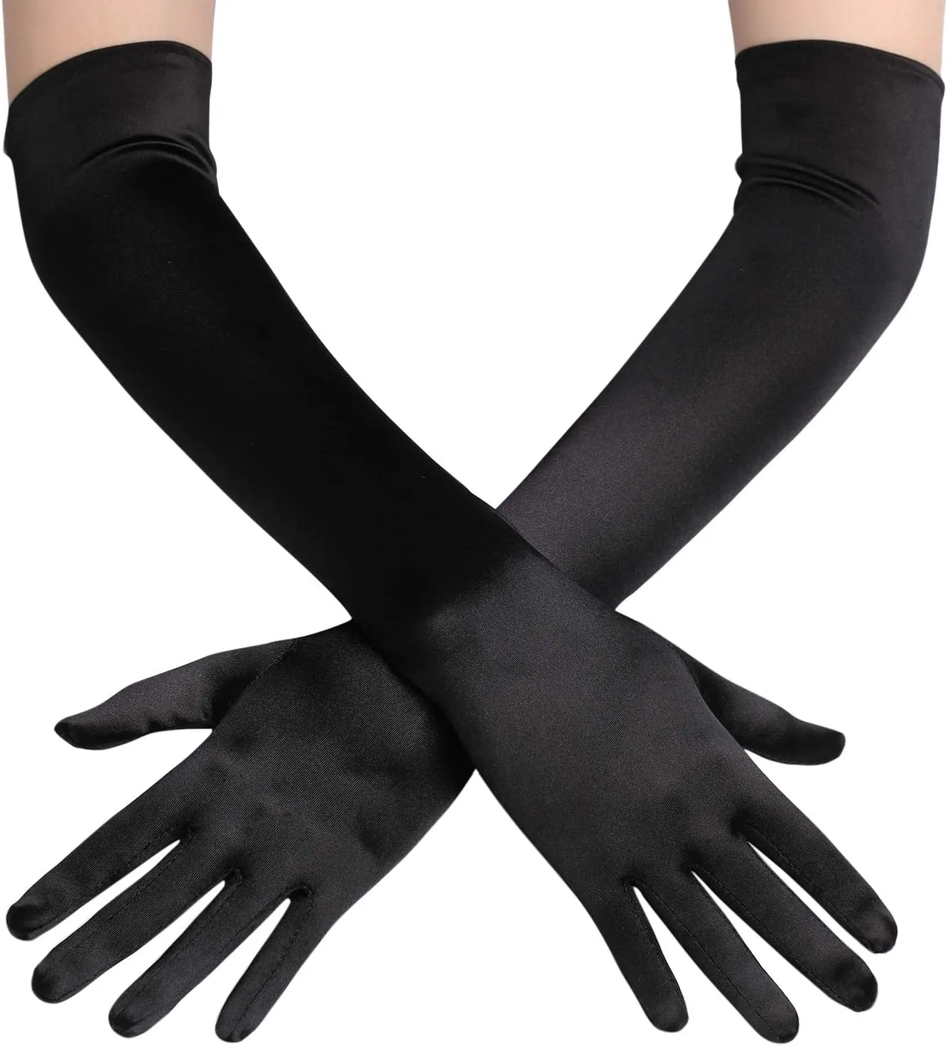 BABEYOND Long Opera Party 1920s Satin Tea Party Gloves Costume Stretchy Adult Size Elbow Length Bridal Gloves