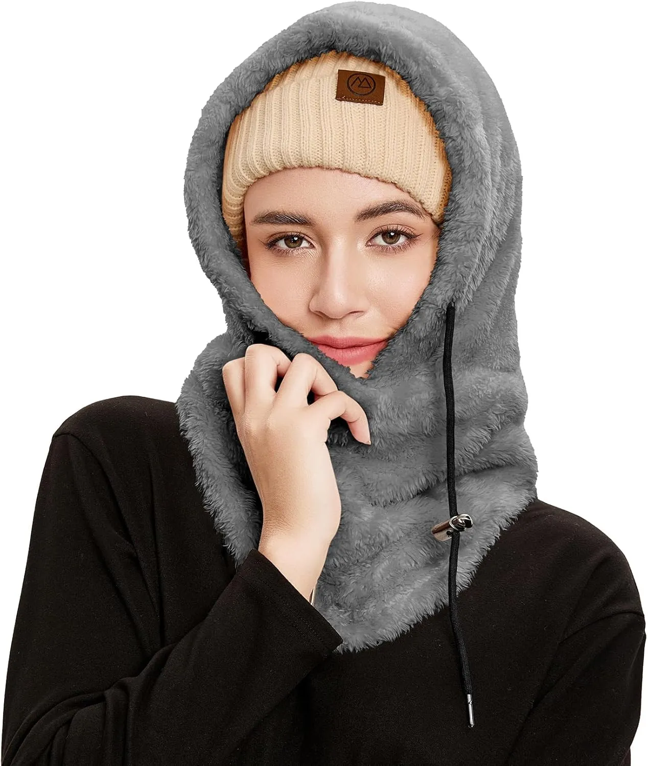 Balaclava Winter Face Mask Cold Weather Ski Mask for Women Wind-Resistant Face Cover Fuzzy Hat Neck Scarf