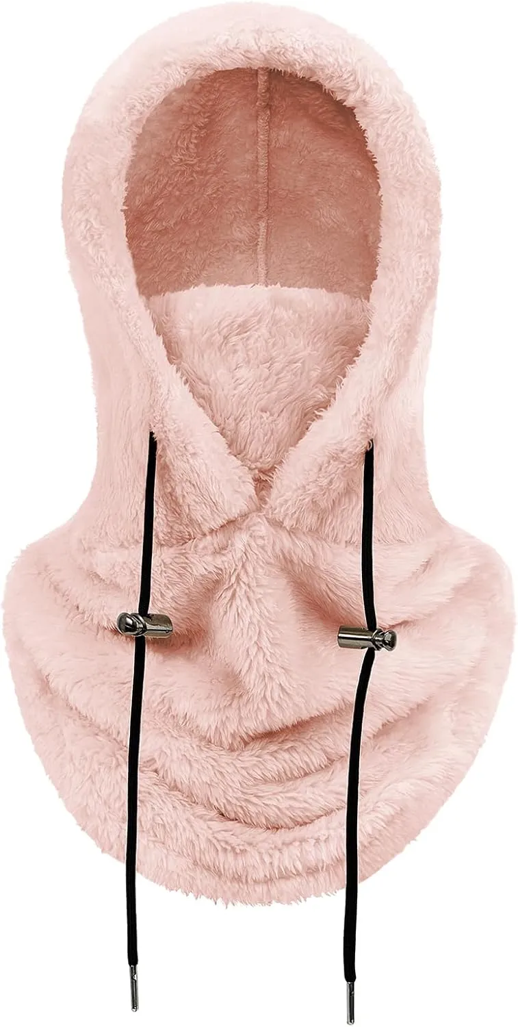 Balaclava Winter Face Mask Cold Weather Ski Mask for Women Wind-Resistant Face Cover Fuzzy Hat Neck Scarf