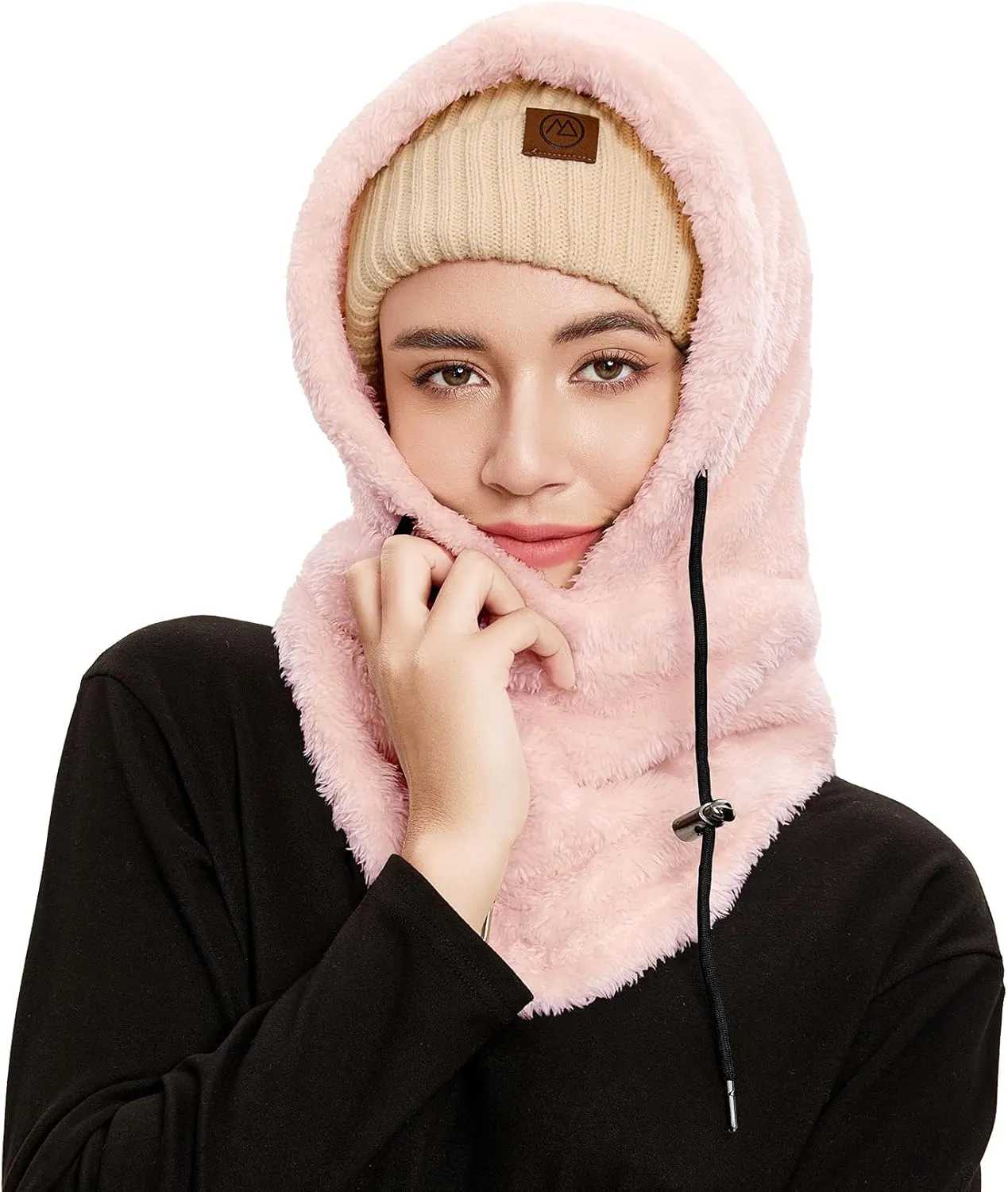 Balaclava Winter Face Mask Cold Weather Ski Mask for Women Wind-Resistant Face Cover Fuzzy Hat Neck Scarf