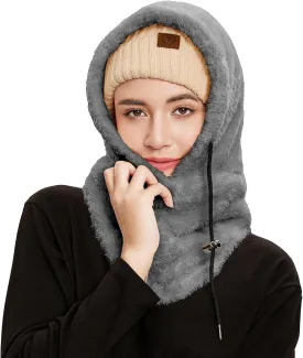 Balaclava Winter Face Mask Cold Weather Ski Mask for Women Wind-Resistant Face Cover Fuzzy Hat Neck Scarf