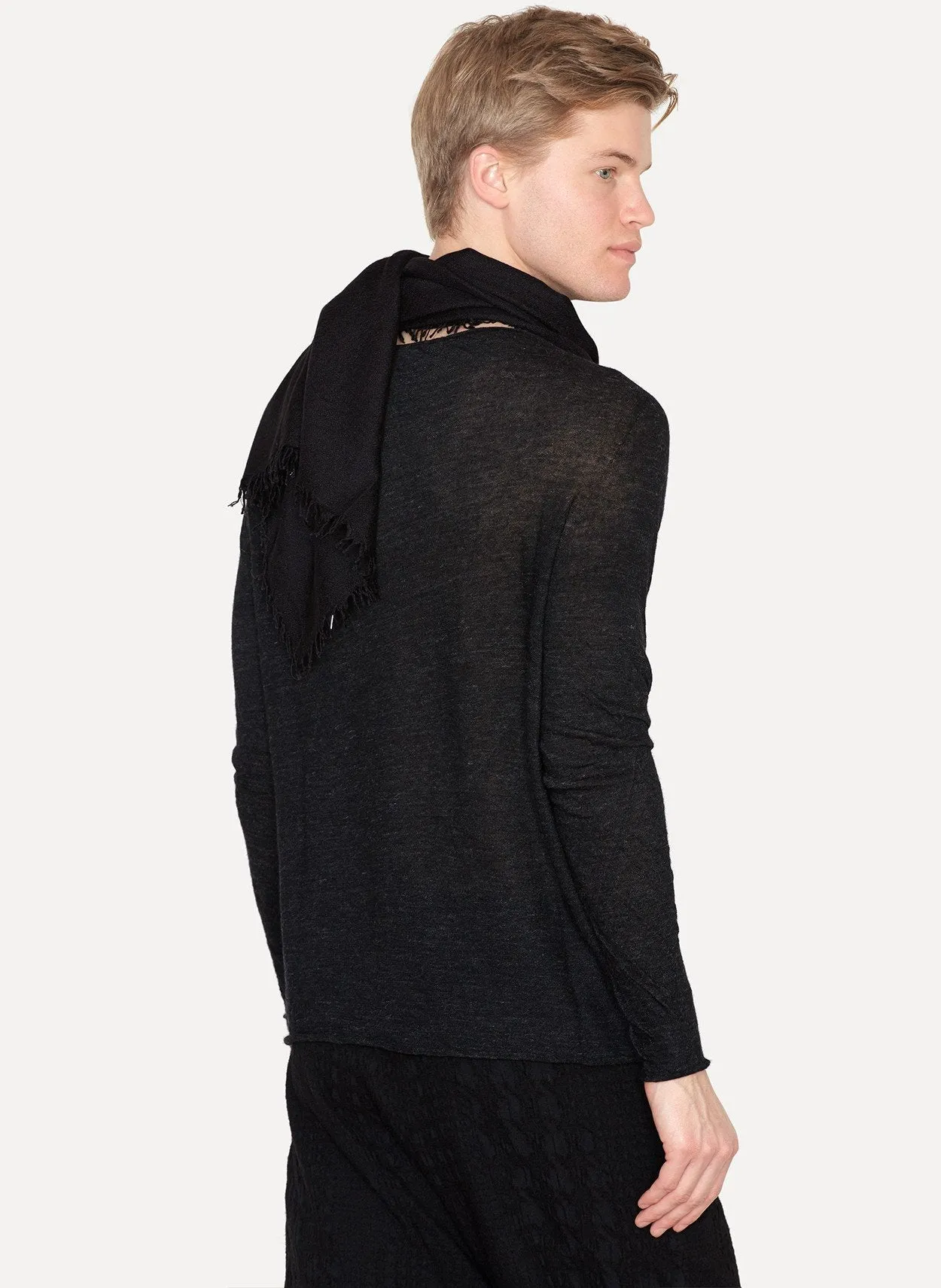 Black Cashmere Silk Scarf New Enry