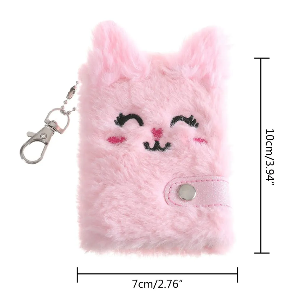 Cartoon Plush Pocket Notebook Blank Thicken Inner Paper With Keychain Mini Plush For Cat Writing Drawing Pad Travel Jour Pocket 3X5 Cute 3 X 4 Pocket Notepads Pink For Nurses Unknown Binding