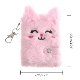 Cartoon Plush Pocket Notebook Blank Thicken Inner Paper With Keychain Mini Plush For Cat Writing Drawing Pad Travel Jour Pocket 3X5 Cute 3 X 4 Pocket Notepads Pink For Nurses Unknown Binding