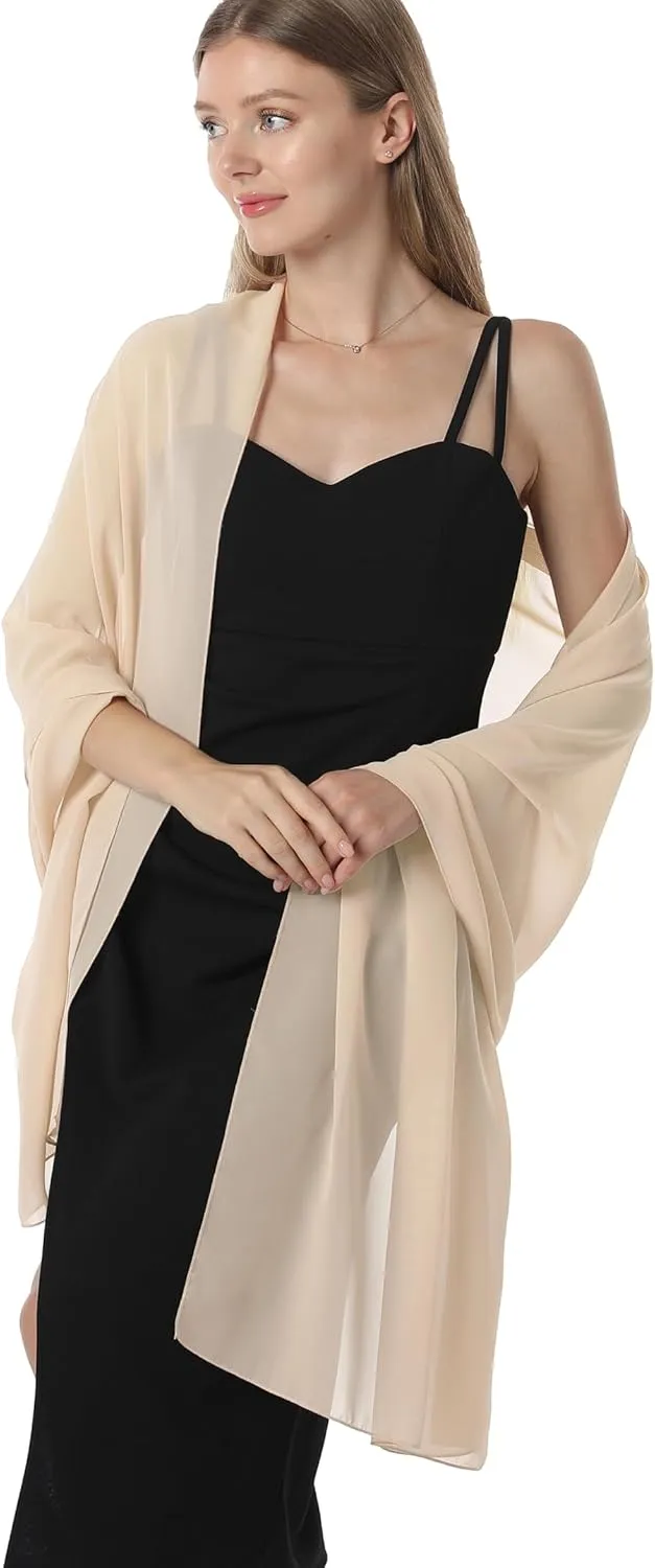 Chiffon Shawls and Wraps for Evening Dresses Women Elegant Soft Scarf Bridal Scarve Wedding Stole