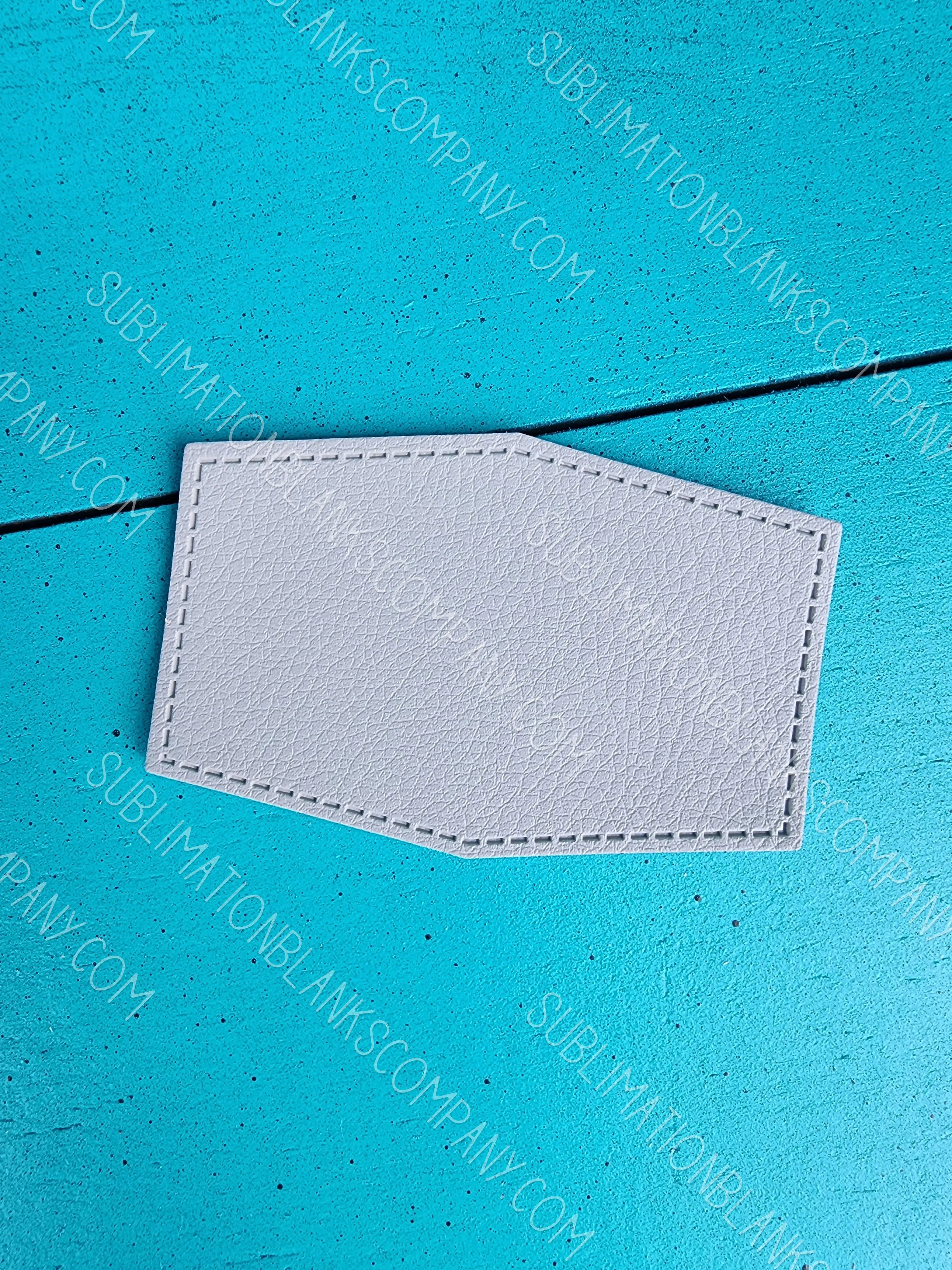 Diamond Hexagon Shape Faux Leather Hat Patch Sublimation Blank! PU Leather. Laserable! Tan or Grey