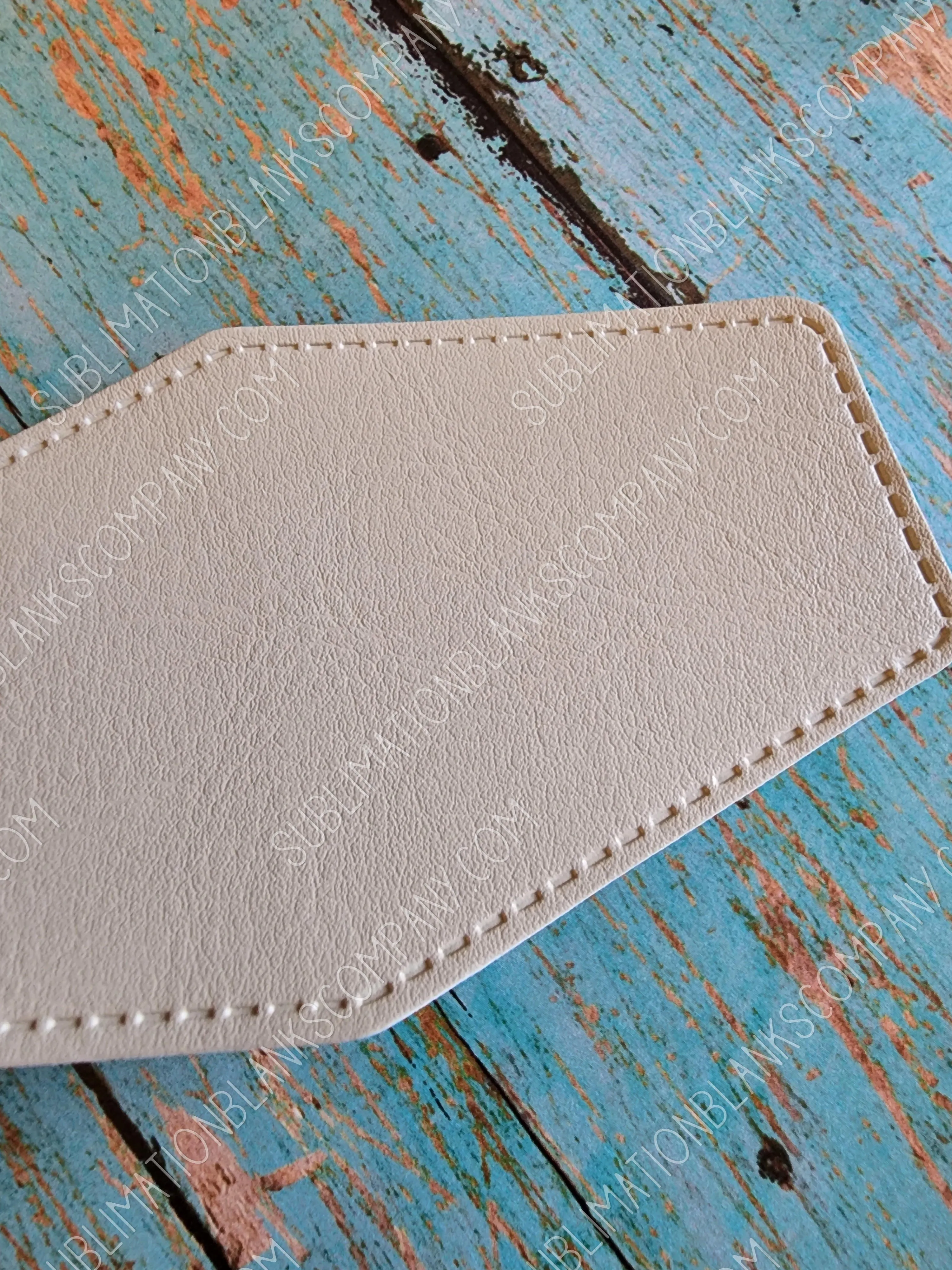 Diamond Hexagon Shape Faux Leather Hat Patch Sublimation Blank! PU Leather. Laserable! Tan or Grey