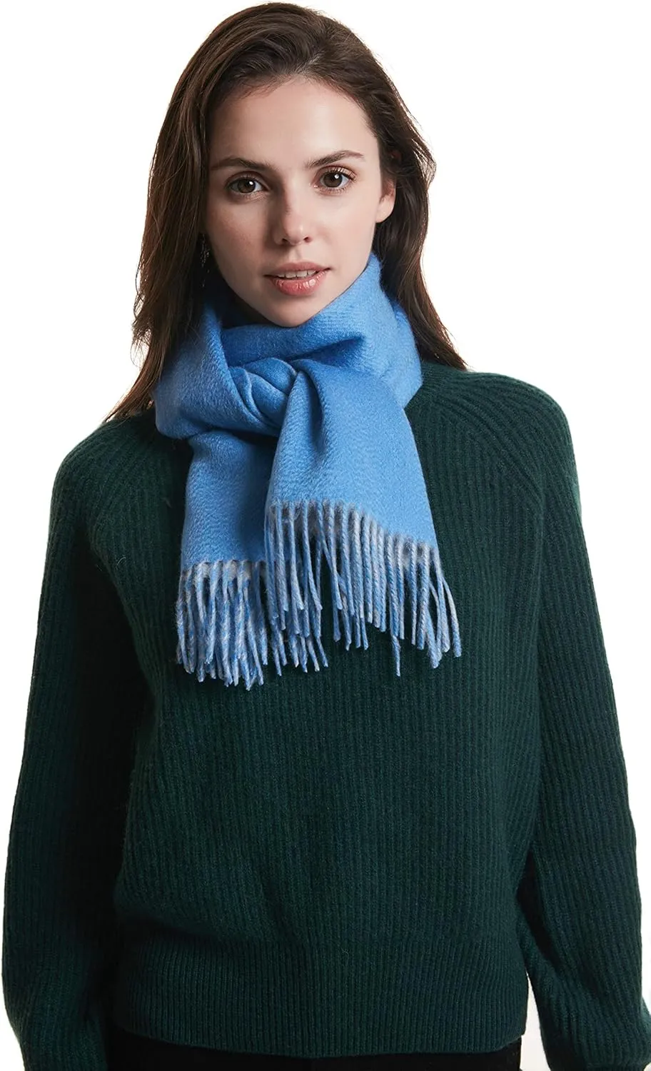 EURKEA 100% Cashmere 2024 Winter Scarf for Women, Fringed Edges, Warm & Soft, Lightweight, Gift Ready, Solid/Plaid/Two-Tone