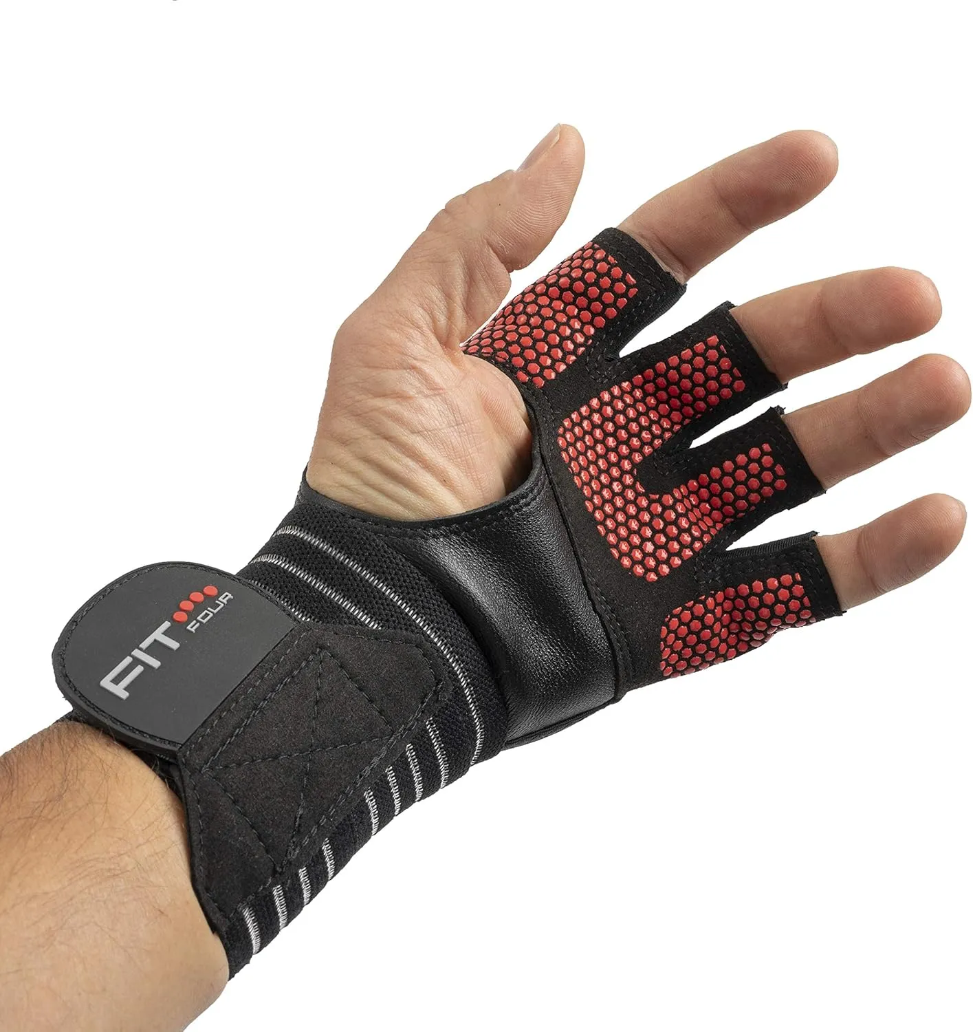 Fit Four OCR Slit Grip Gloves, Official Glove of OCR | Obstacle Course Racing & Mud Run Hand Protection | Wrist Support with Slit for Fitness Watch