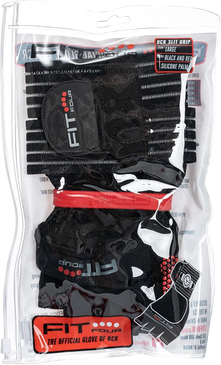 Fit Four OCR Slit Grip Gloves, Official Glove of OCR | Obstacle Course Racing & Mud Run Hand Protection | Wrist Support with Slit for Fitness Watch