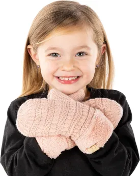 Funky Junque Exclusive Kids Gloves Winter Girls Mittens Soft Ribbed Knit Fuzzy Cuff Fleece for Unisex Boy Girl Toddler Baby