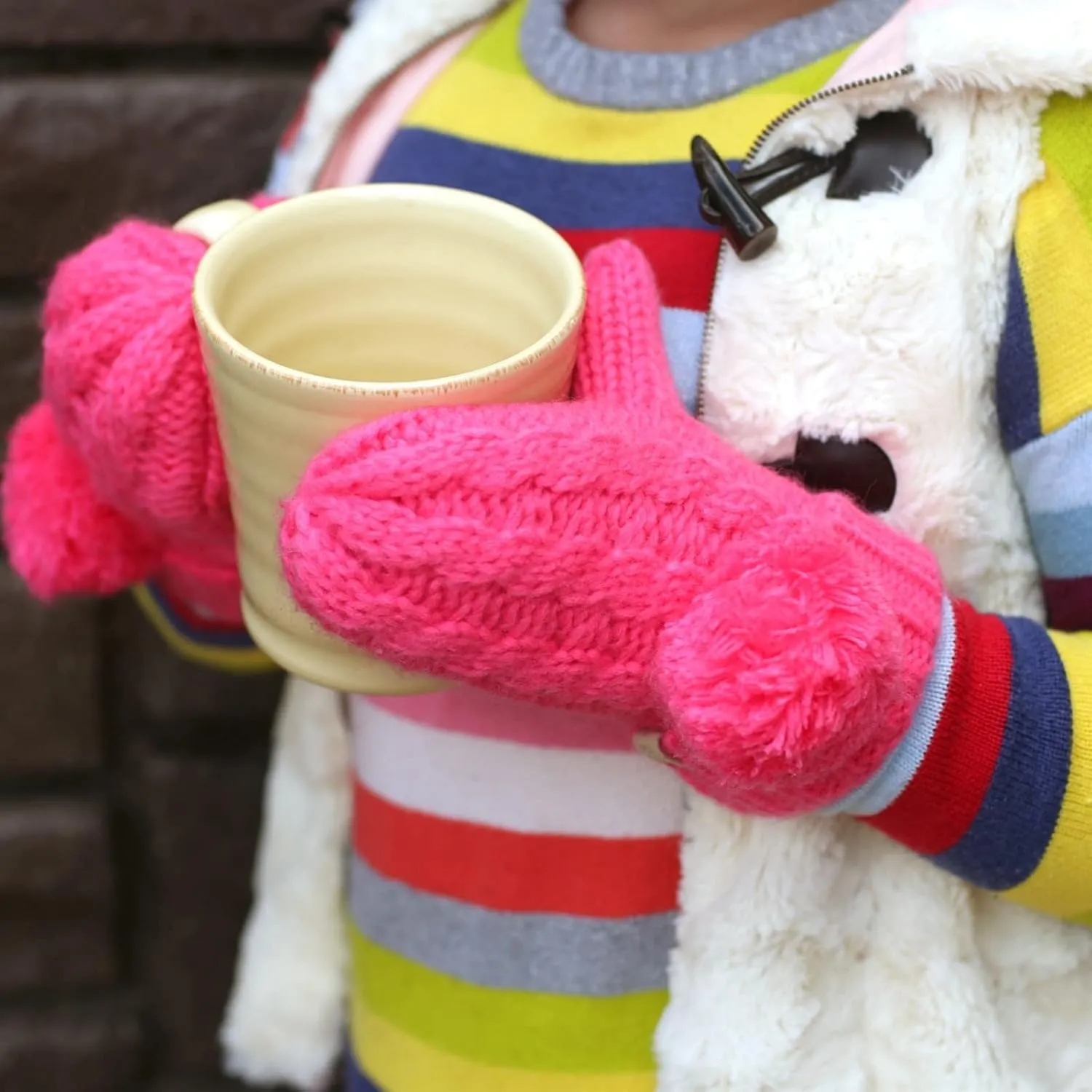 Funky Junque Exclusive Kids Gloves Winter Girls Mittens Soft Ribbed Knit Fuzzy Cuff Fleece for Unisex Boy Girl Toddler Baby