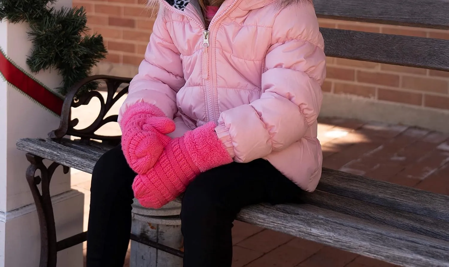 Funky Junque Exclusive Kids Gloves Winter Girls Mittens Soft Ribbed Knit Fuzzy Cuff Fleece for Unisex Boy Girl Toddler Baby