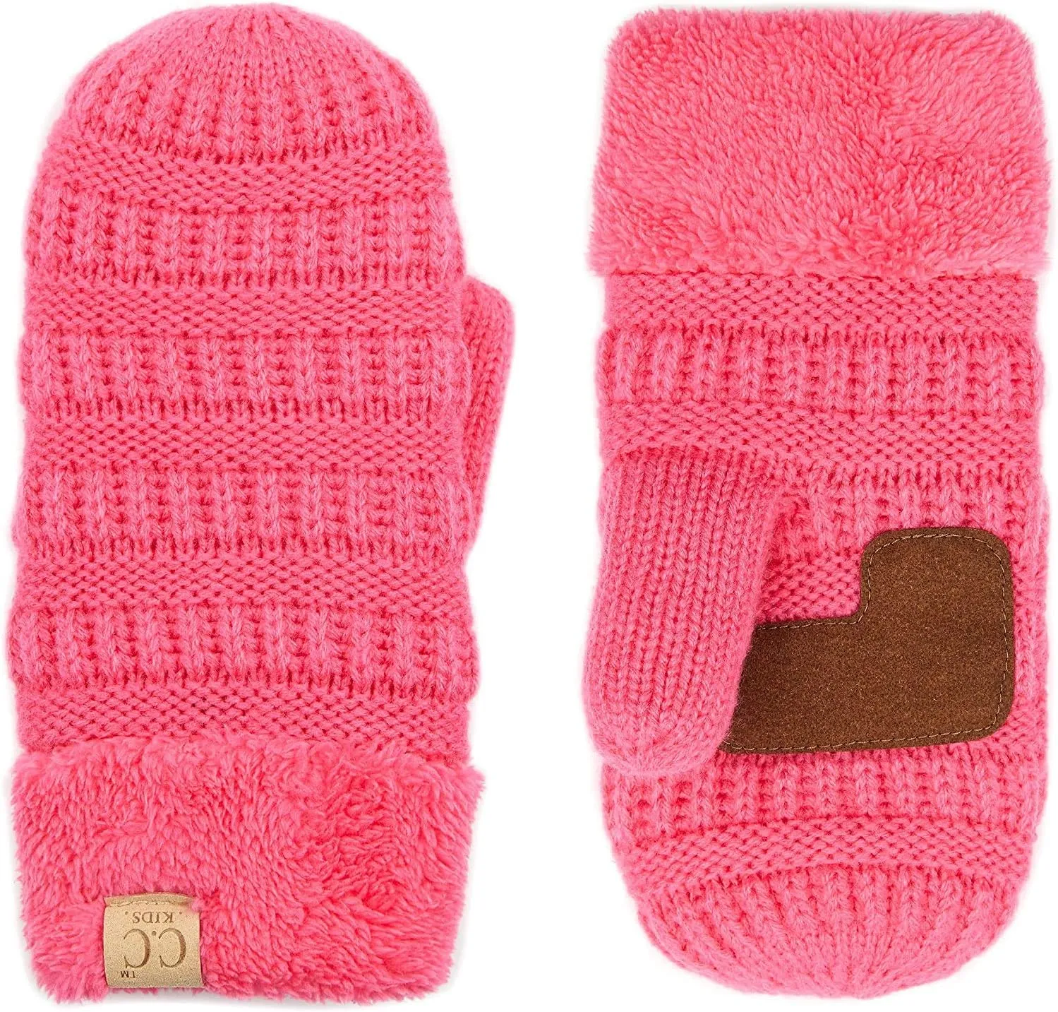 Funky Junque Exclusive Kids Gloves Winter Girls Mittens Soft Ribbed Knit Fuzzy Cuff Fleece for Unisex Boy Girl Toddler Baby