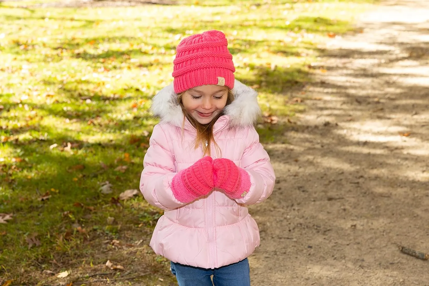 Funky Junque Exclusive Kids Gloves Winter Girls Mittens Soft Ribbed Knit Fuzzy Cuff Fleece for Unisex Boy Girl Toddler Baby