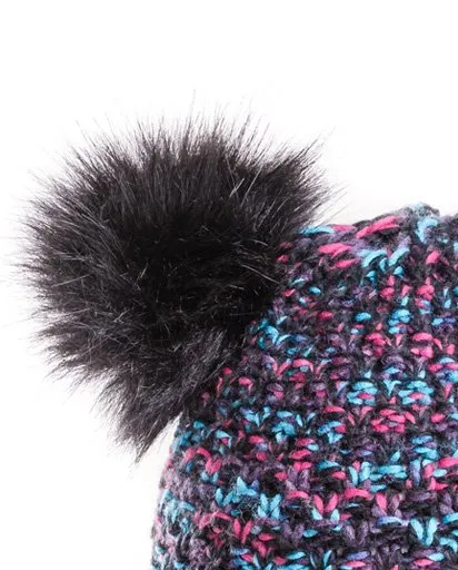 Girls Bella Doubler Pom Bottle Hat - Black
