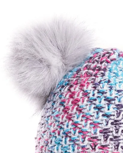 Girls Bella Doubler Pom Bottle Hat - Grey