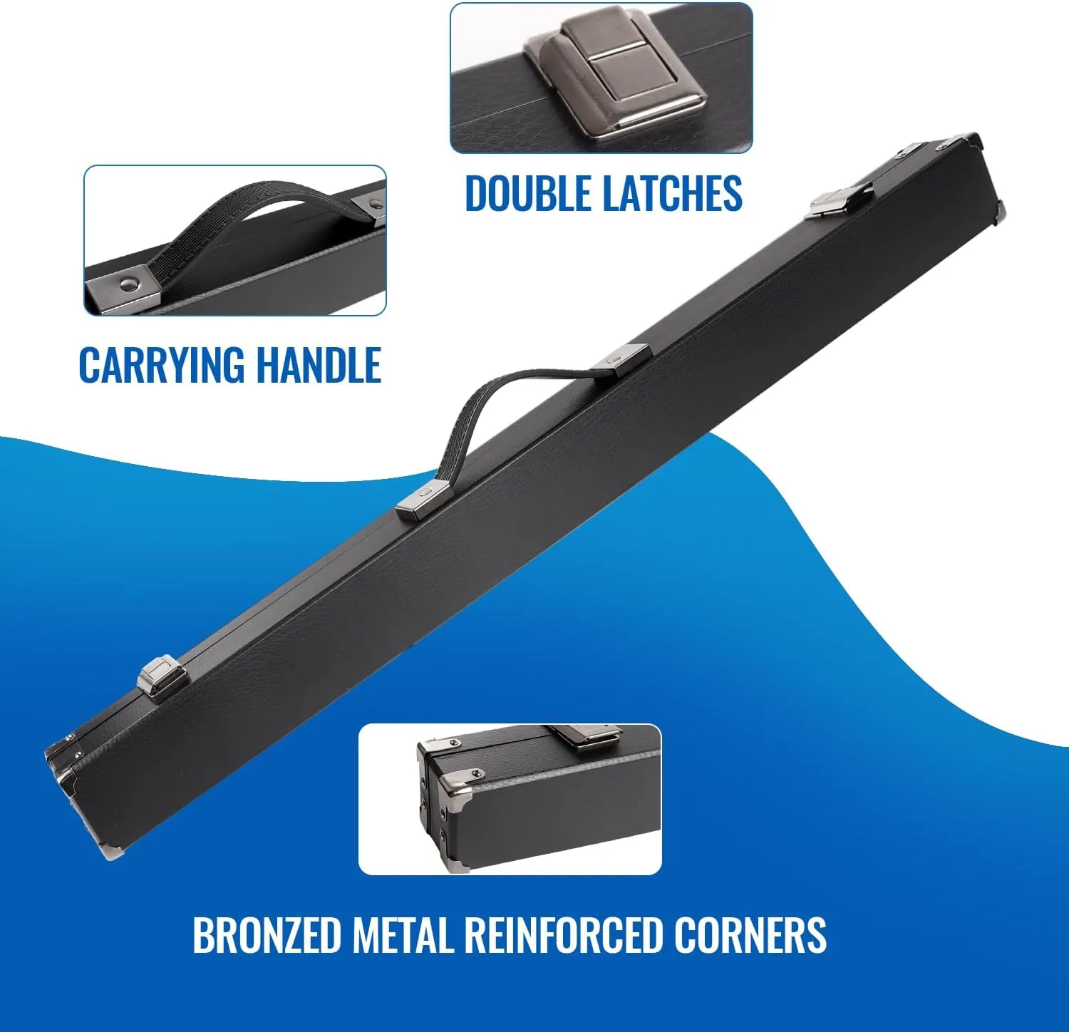 GSE Games & Sports Expert Billiard Pool Cue Stick Hard Box for 2-Piece Pool Cue Stick, Billiard Carrying Case Holds 1 Butt and 1 Shaft