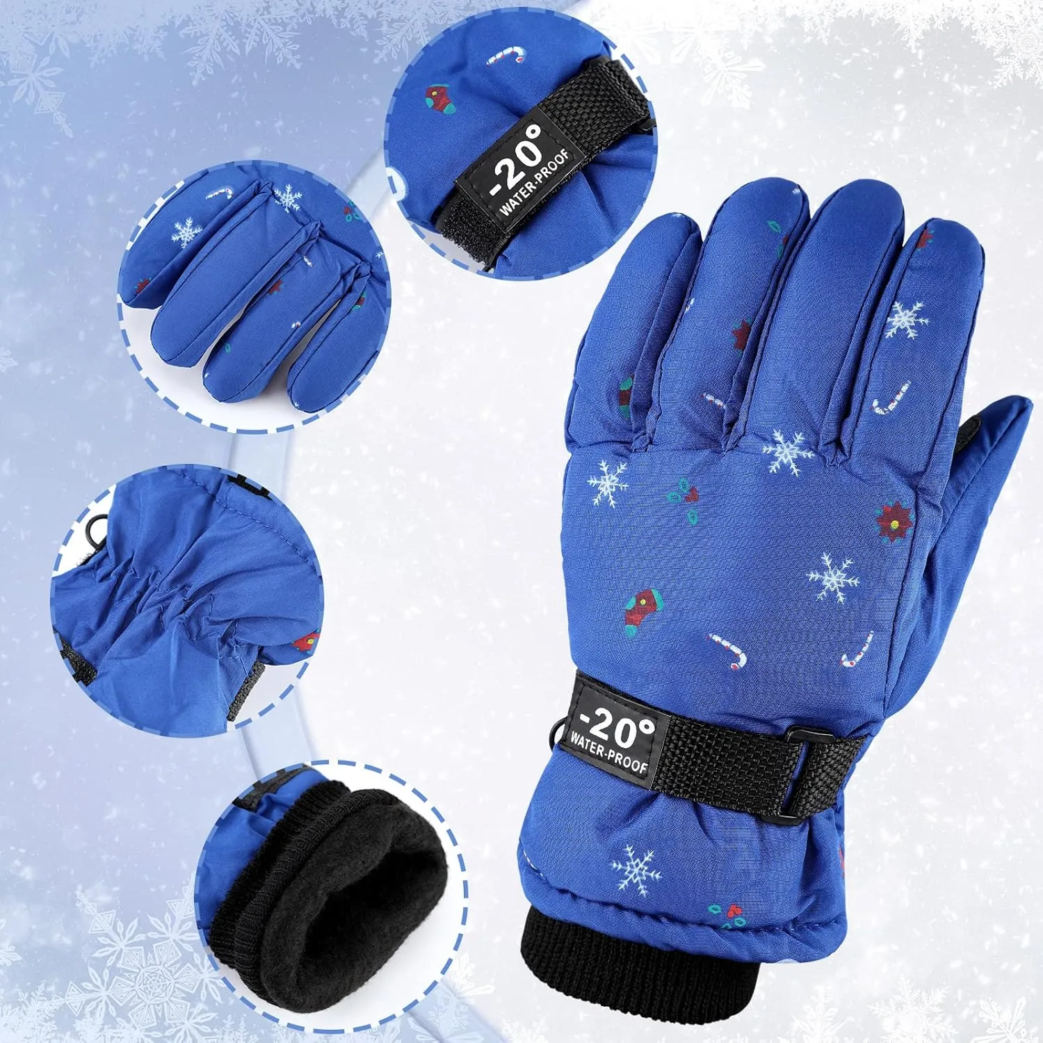 Hicarer 4 Pairs Winter Gloves for Kids Waterproof Snow Ski Gloves Warm Unisex Camouflage Clothes for Cold Weather Girls Boys Children