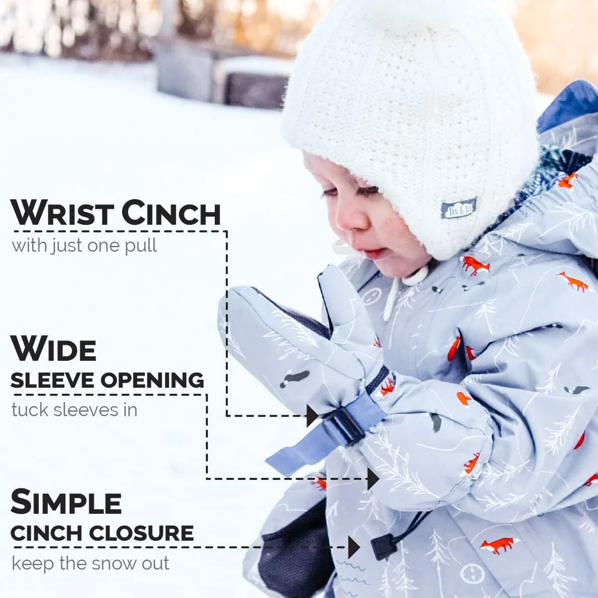 JAN & JUL Mittens for Baby Toddler Kids, Waterproof Winter Gloves for Boys