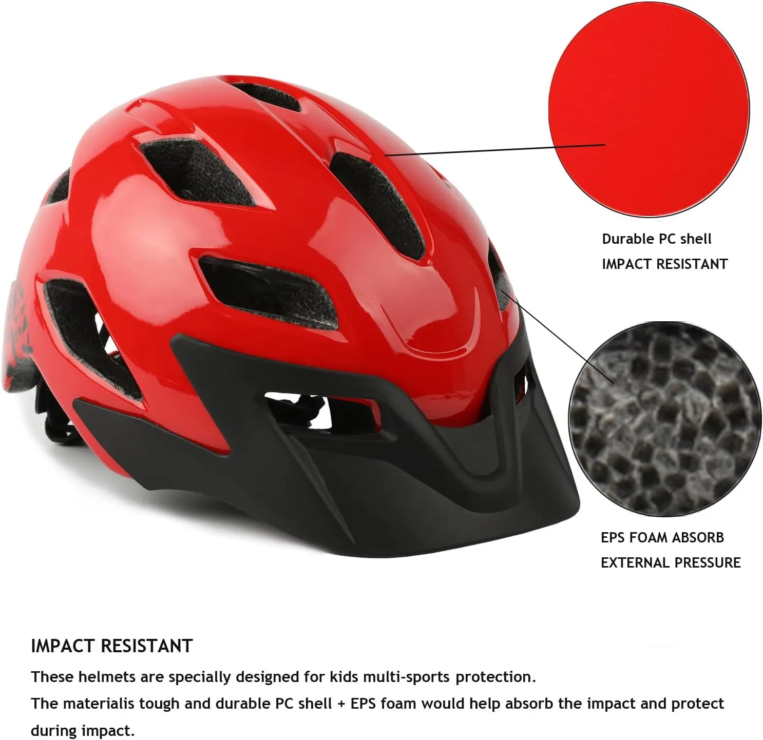 Kids Helmet, Exclusky Kids Bike Helmet Adjustable Safety Lightweight Children Bicycle Helmet for Kids Skating Cycling Scooter Boys and Girls Bicycle Helmets Ages 5-8-14