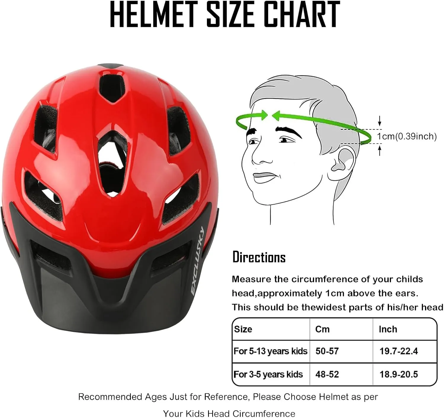 Kids Helmet, Exclusky Kids Bike Helmet Adjustable Safety Lightweight Children Bicycle Helmet for Kids Skating Cycling Scooter Boys and Girls Bicycle Helmets Ages 5-8-14
