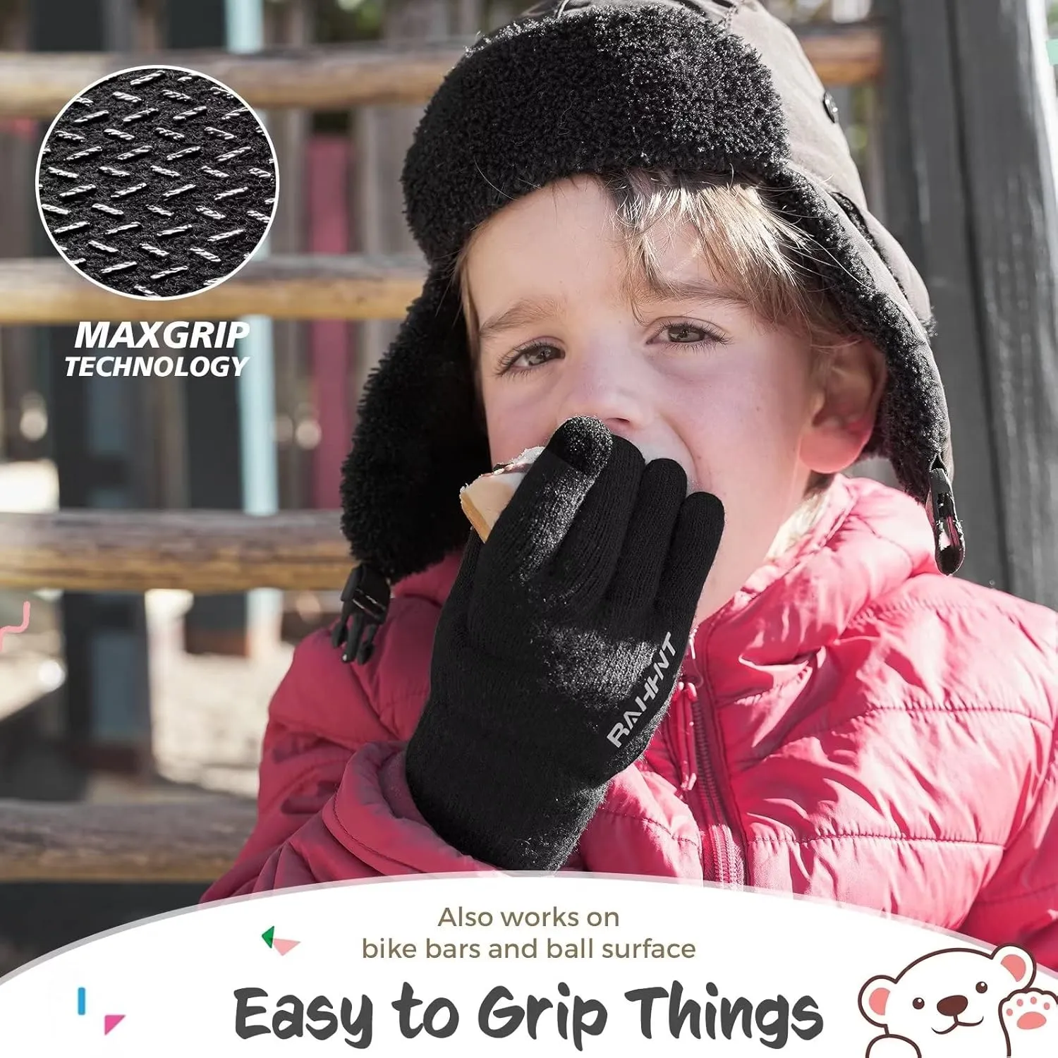 Kids Winter Gloves for Boys Girls Children Toddler Thermal Wool Knit Gloves with Insulated Fleece Lining Keep Hand Warm Gift