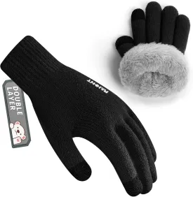 Kids Winter Gloves for Boys Girls Children Toddler Thermal Wool Knit Gloves with Insulated Fleece Lining Keep Hand Warm Gift