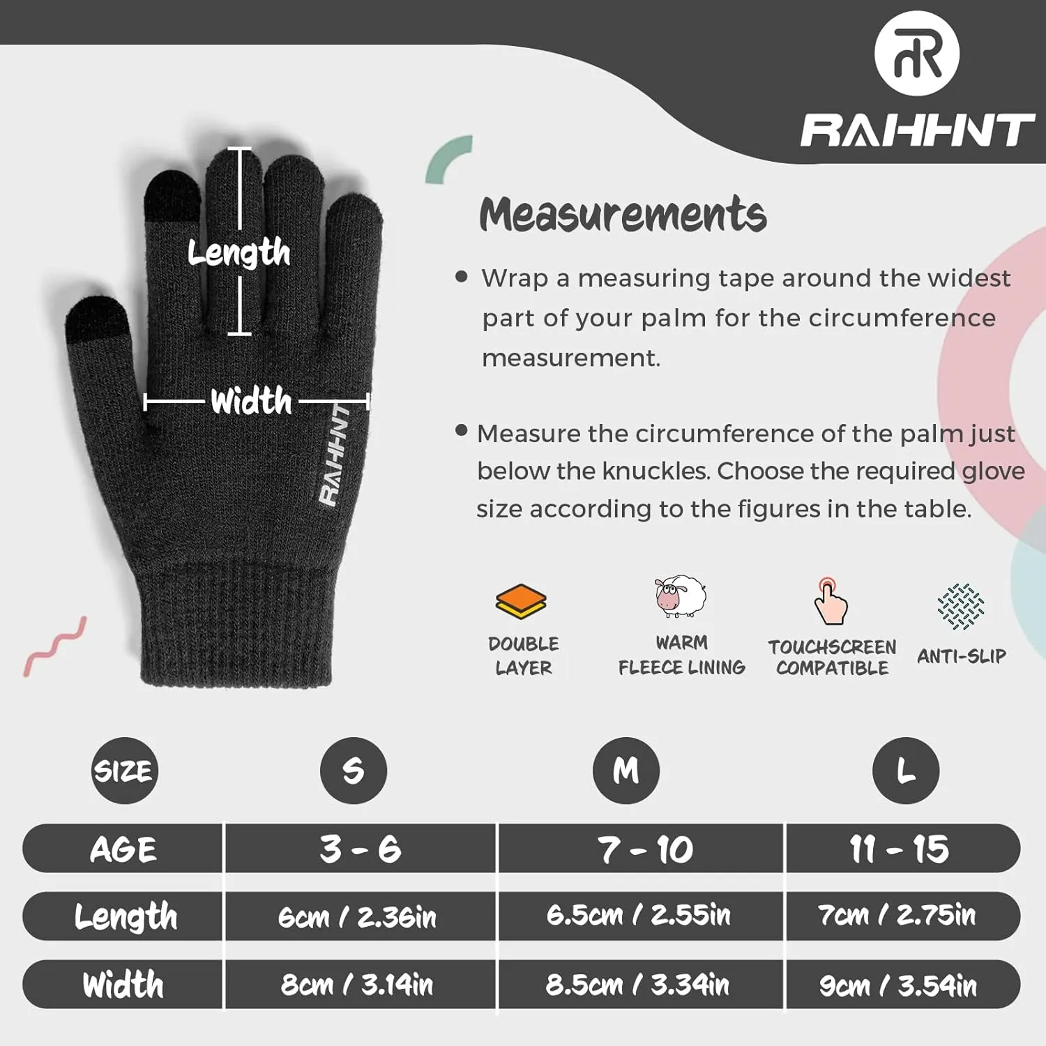 Kids Winter Gloves for Boys Girls Children Toddler Thermal Wool Knit Gloves with Insulated Fleece Lining Keep Hand Warm Gift