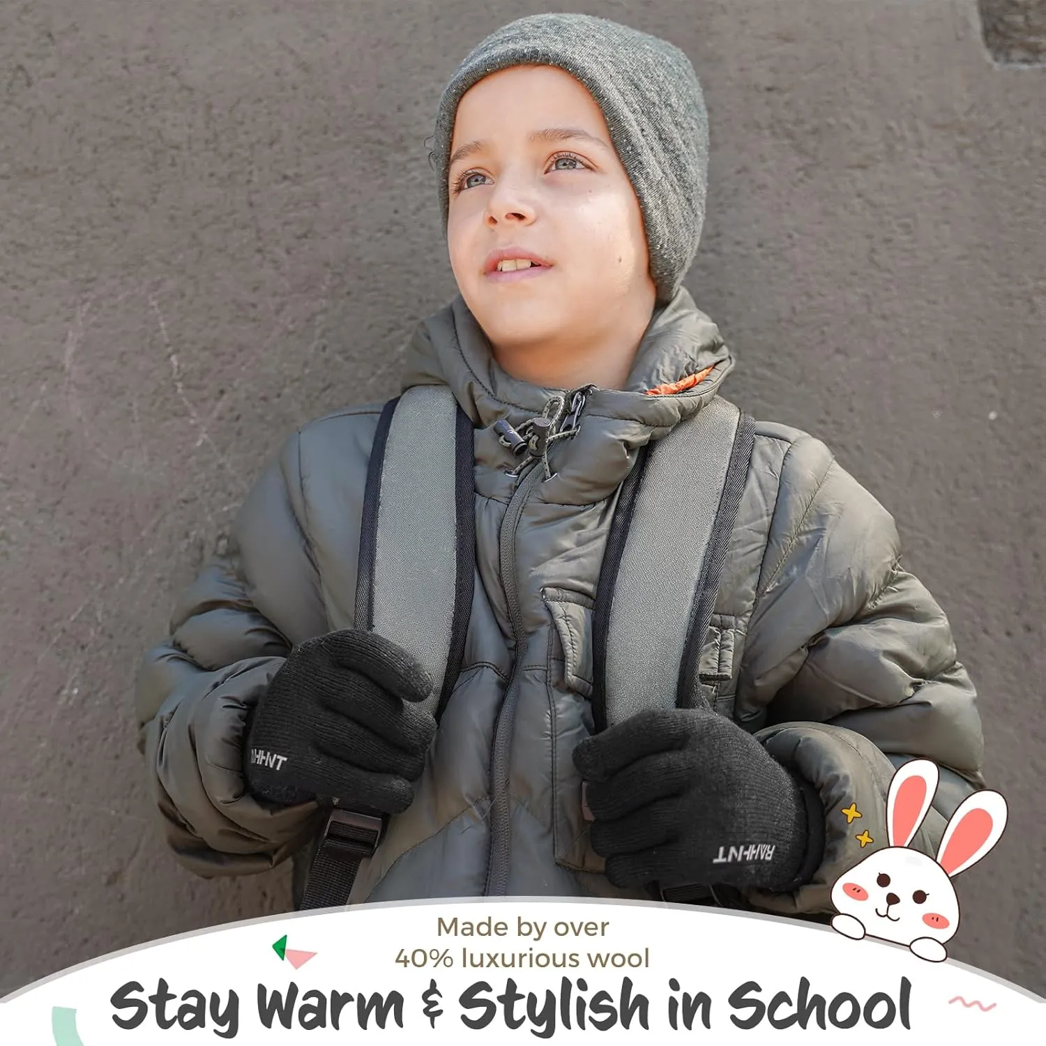 Kids Winter Gloves for Boys Girls Children Toddler Thermal Wool Knit Gloves with Insulated Fleece Lining Keep Hand Warm Gift