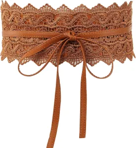 Lace-up Waist Belt Faux Leather Corset Belt Tie Wrap Bowknot Waistband for Women