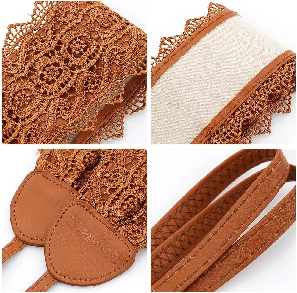 Lace-up Waist Belt Faux Leather Corset Belt Tie Wrap Bowknot Waistband for Women