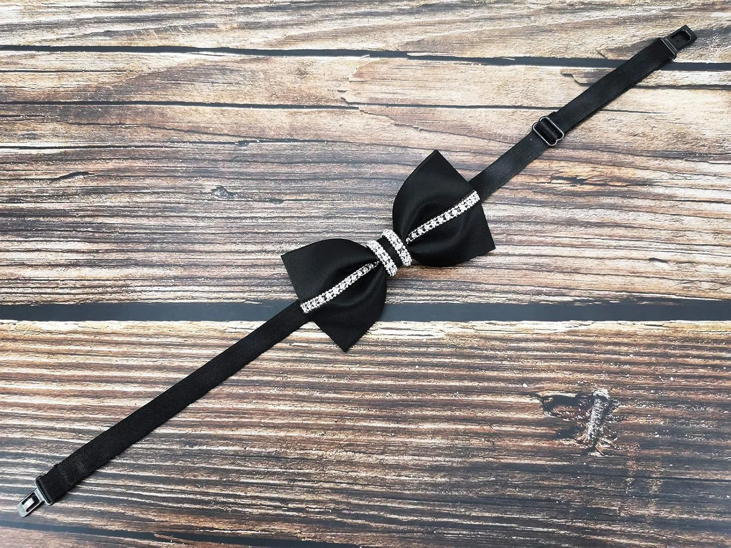 Men's 100% Satin Silk Luxury Crystal Rhinestone Shining Pre-tied Solid Bow Ties Bling Bowties