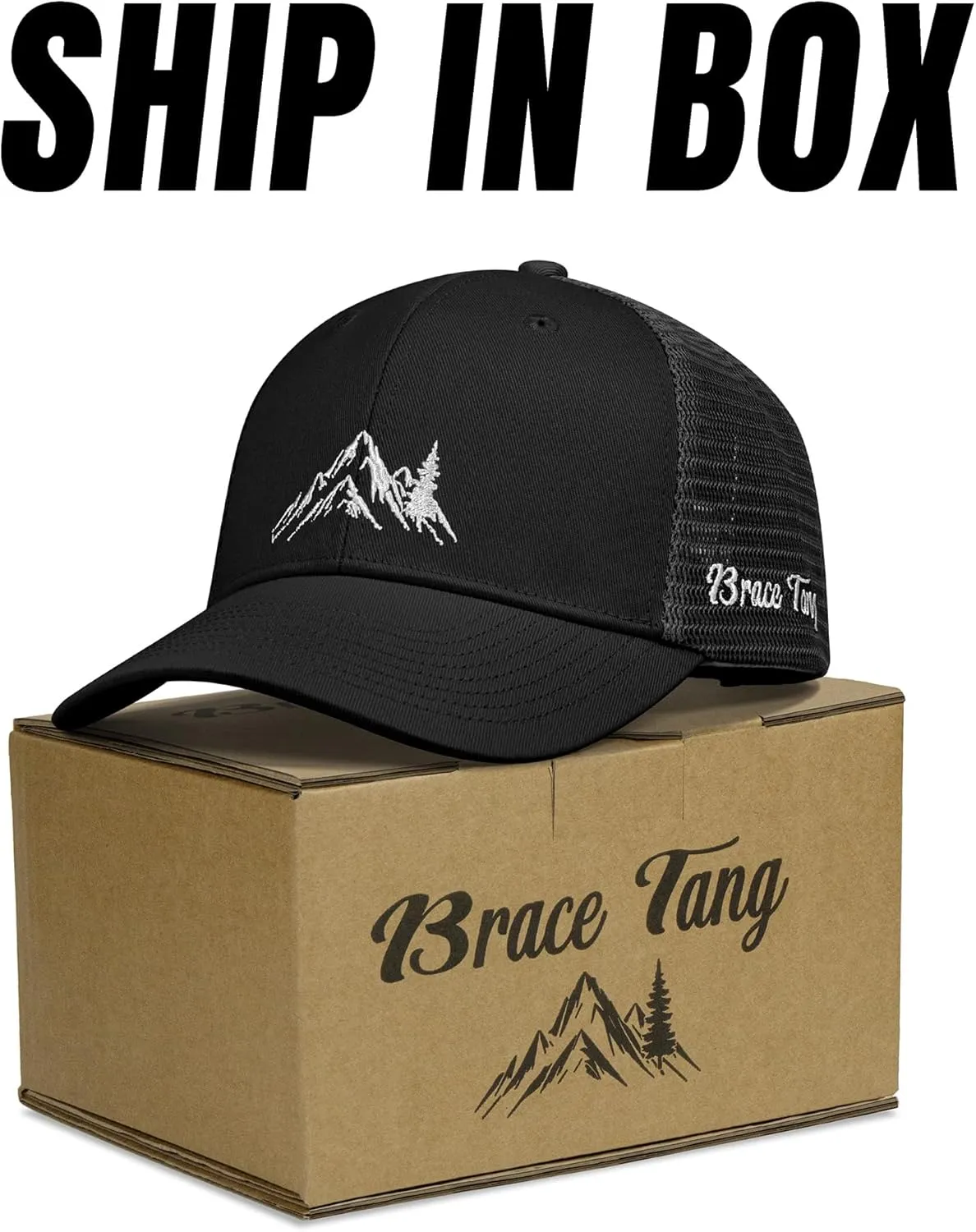 Mountain Trucker Hat for Men Women, Outdoor Gifts Cap for Summer Winter