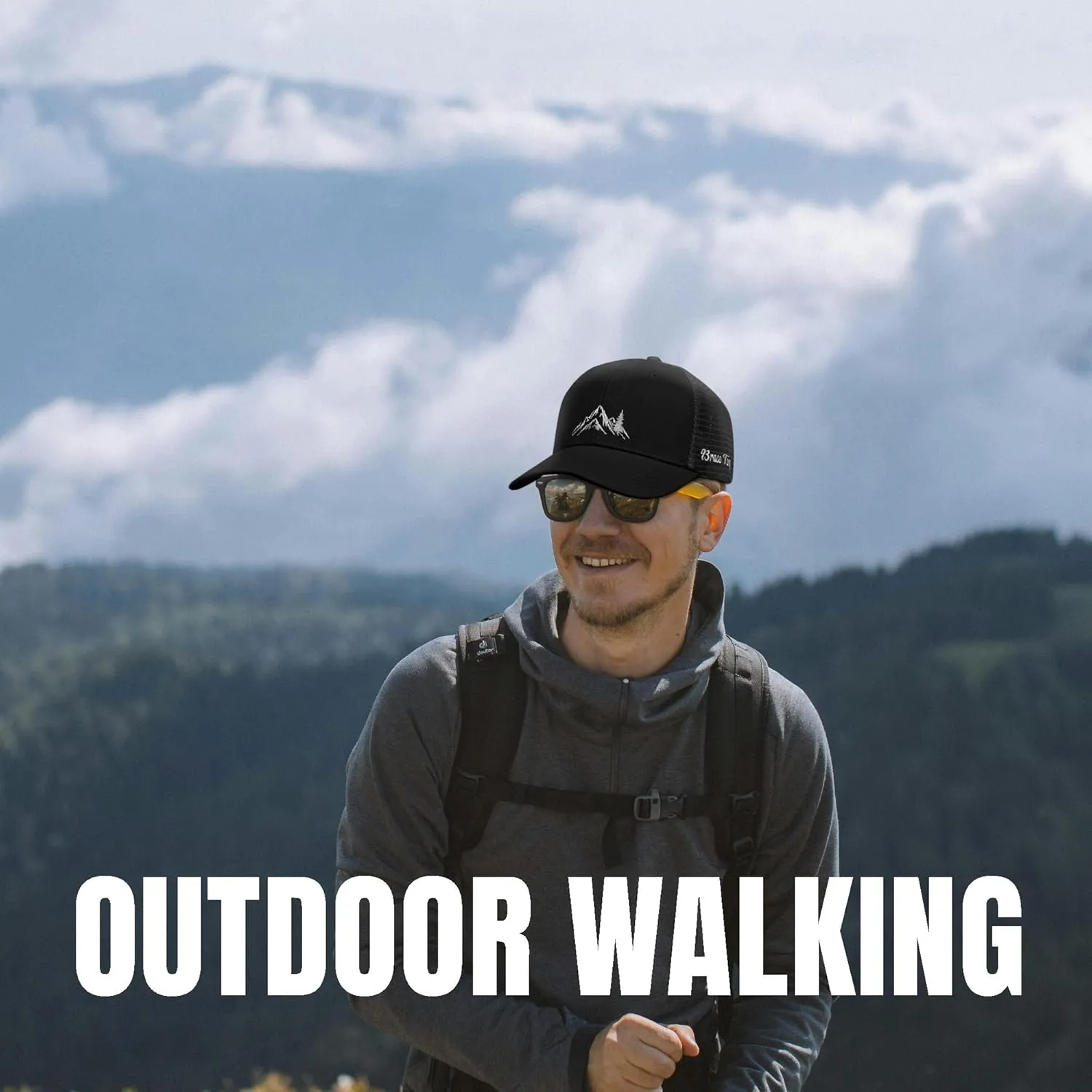 Mountain Trucker Hat for Men Women, Outdoor Gifts Cap for Summer Winter
