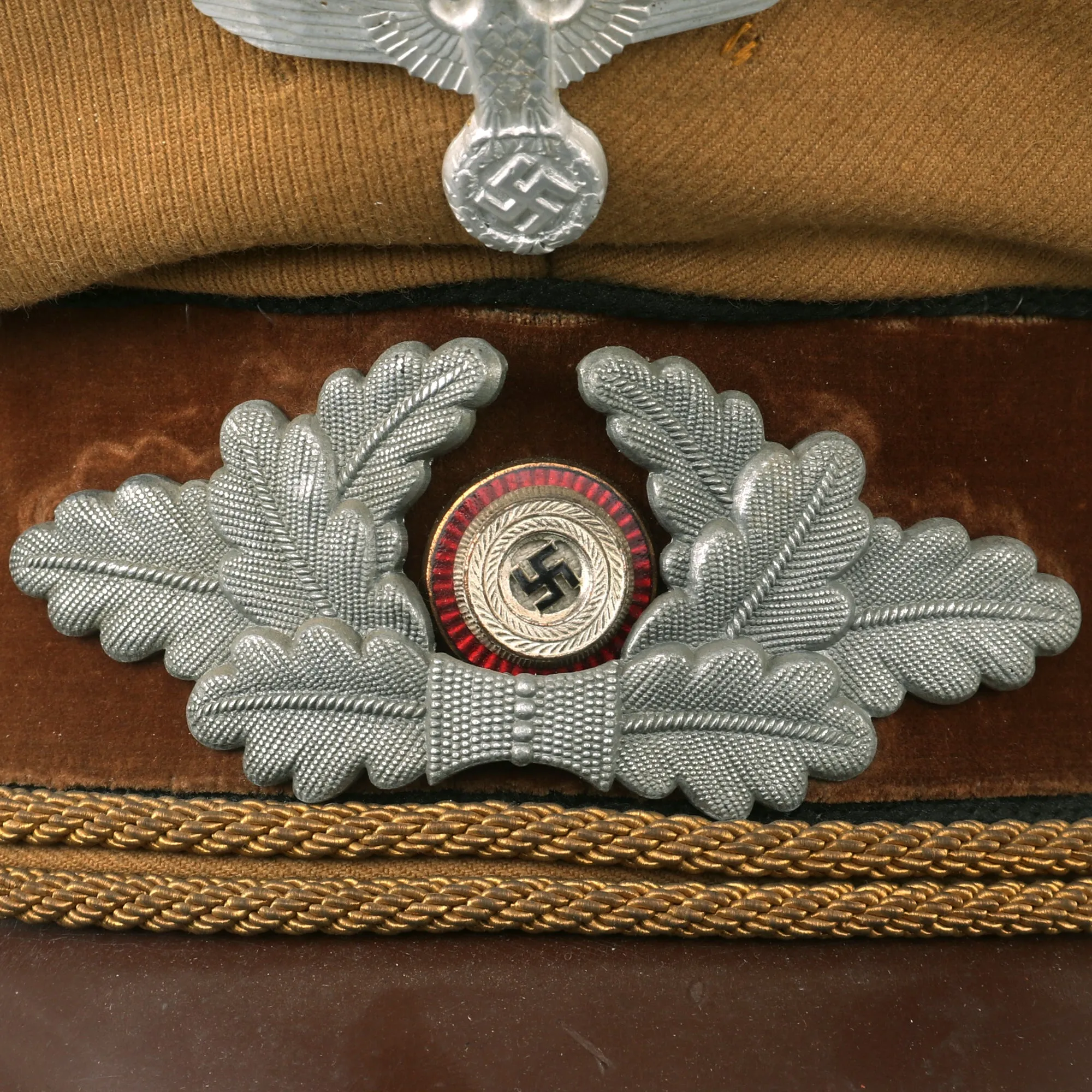 Original German WWII Early NSDAP Kreisleitung District Political Leader's Visor Cap with Black Piping and RZM Tag