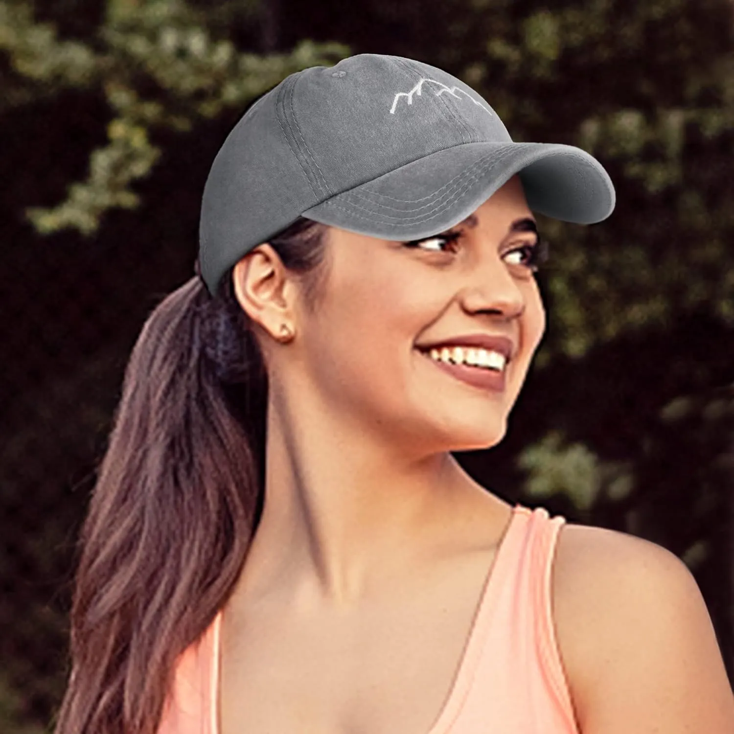 Ponytail Hats for Women - Distressed Hat with Ponytail Hole for Women Baseball Cap