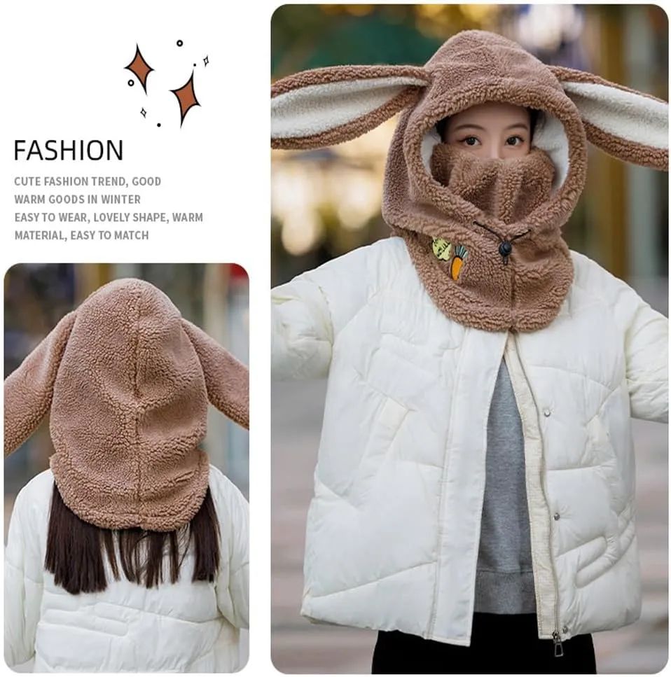 Rabbit Ski Balaclava, Cute Bunny Snowboard Face Masks, Rabbit Snowboard Helmet Cover, Sherpa Hood Ski Mask for Women