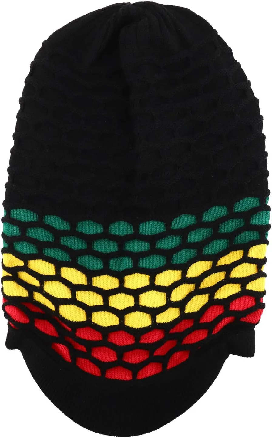 Rasta RGY Dreadlock Reggae Cotton Oversize Long Beanie Visor Cap