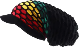 Rasta RGY Dreadlock Reggae Cotton Oversize Long Beanie Visor Cap