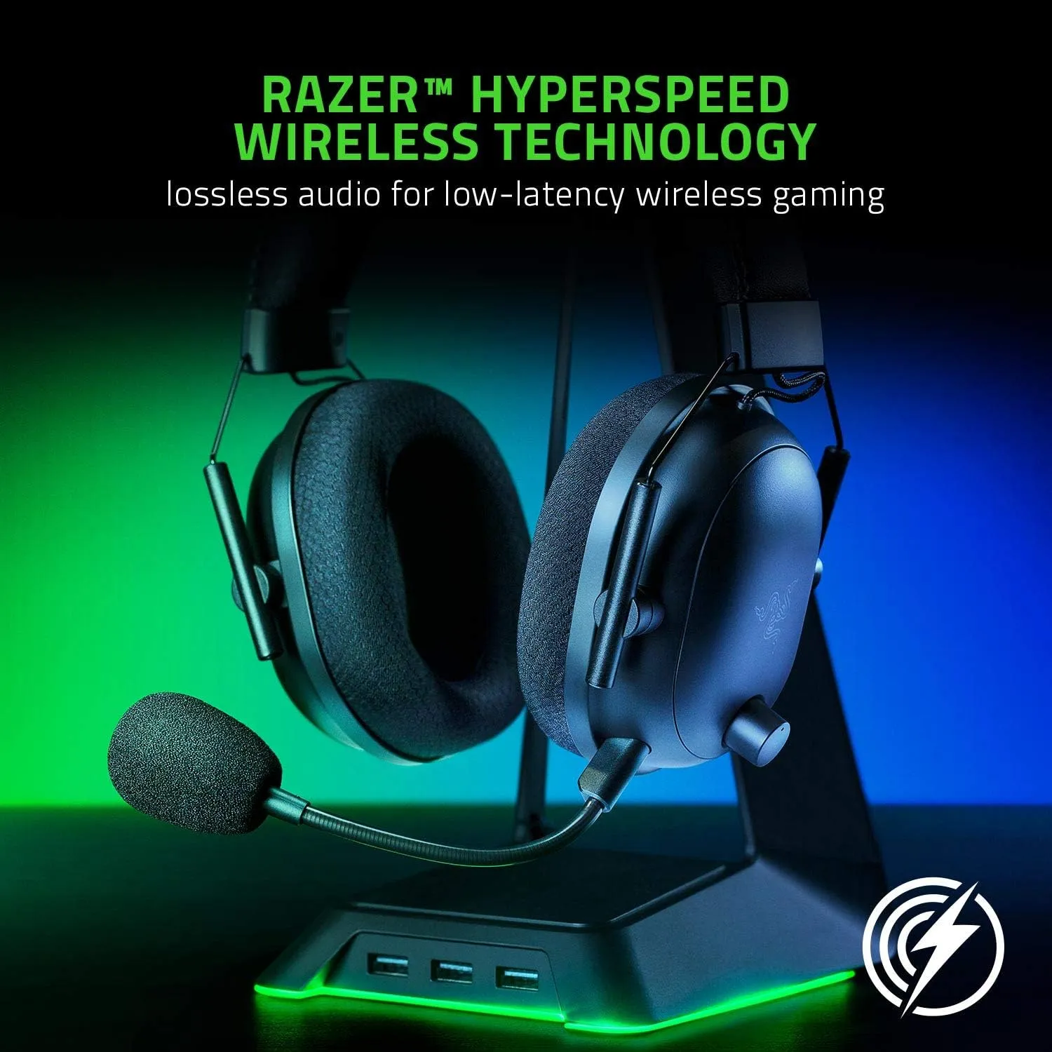 Razer BlackShark V2 Pro Wireless Gaming Headset: THX 7.1 Spatial Surround Sound - 50mm Drivers - Detachable Mic - for PC, PS5, PS4, Switch, Black