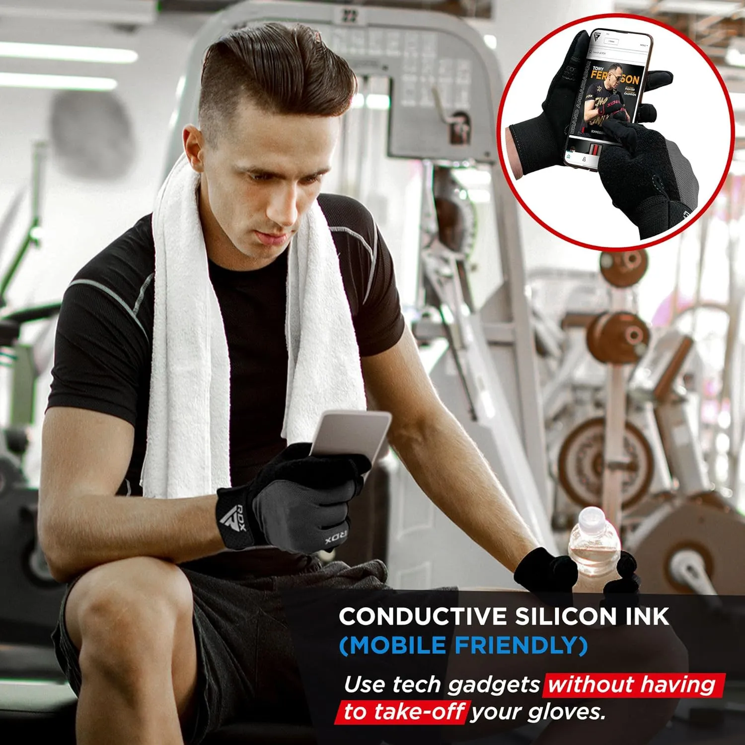 RDX Weight Lifting Gloves Gym Workout, Full Finger Touch Screen, Breathable Anti Slip Padded Palm Protection, Fitness Strength Training Powerlifting HIIT WOD Exercise, Men Women Home Gym Cycling