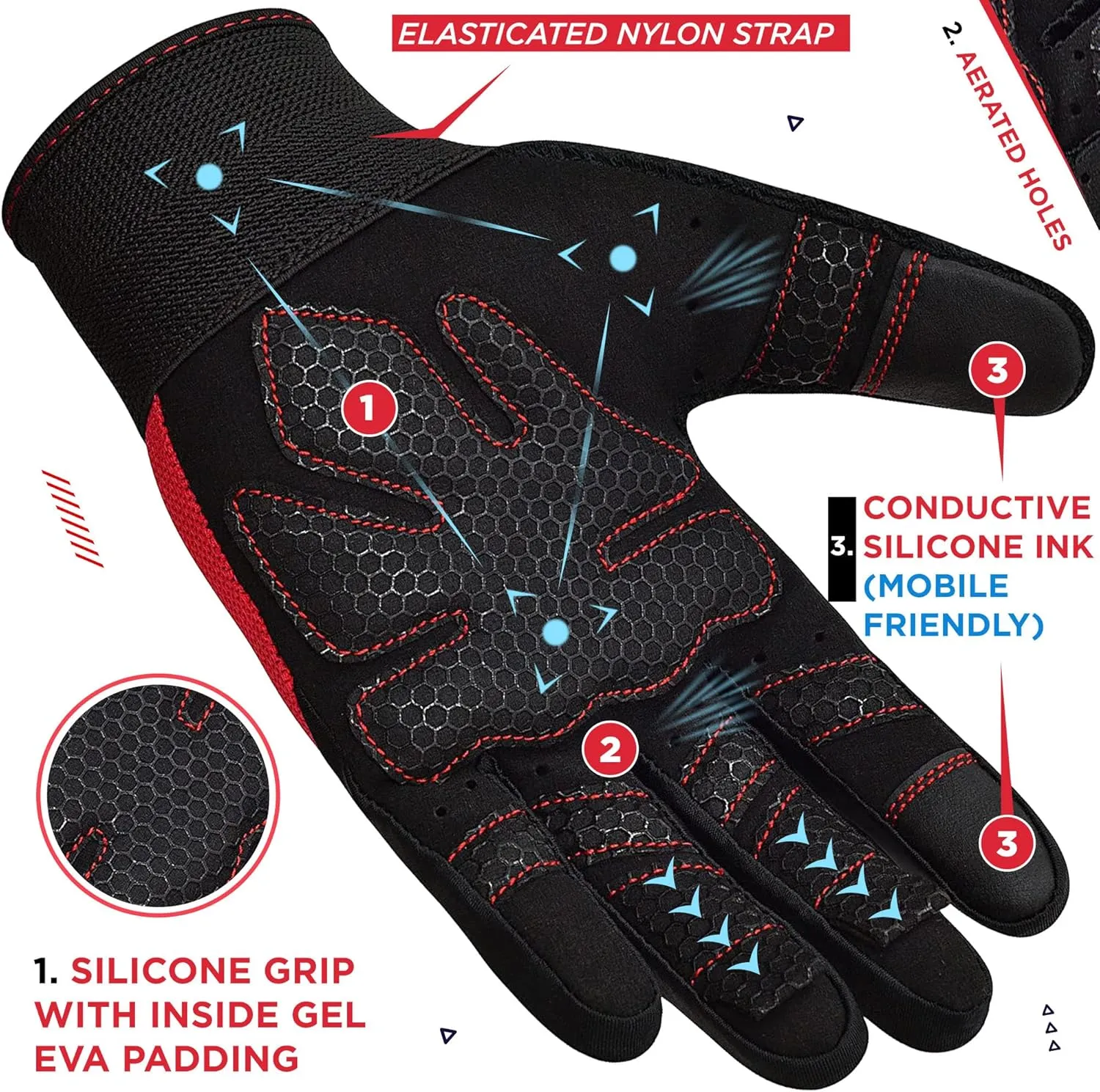 RDX Weight Lifting Gloves Gym Workout, Full Finger Touch Screen, Breathable Anti Slip Padded Palm Protection, Fitness Strength Training Powerlifting HIIT WOD Exercise, Men Women Home Gym Cycling
