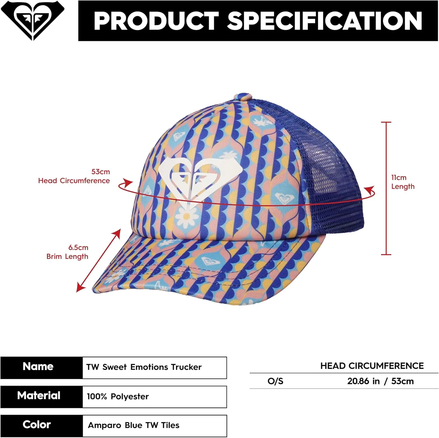 Roxy Girls' Sweet Emotions Trucker Hat